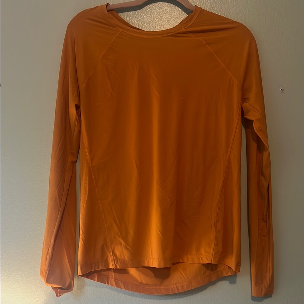 Athleta Orange Fitted Long Sleeve DryFit